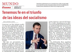 «Мы верим в победу идей социализма». Интервью Юрия Афонина кубинской газете «Гранма»